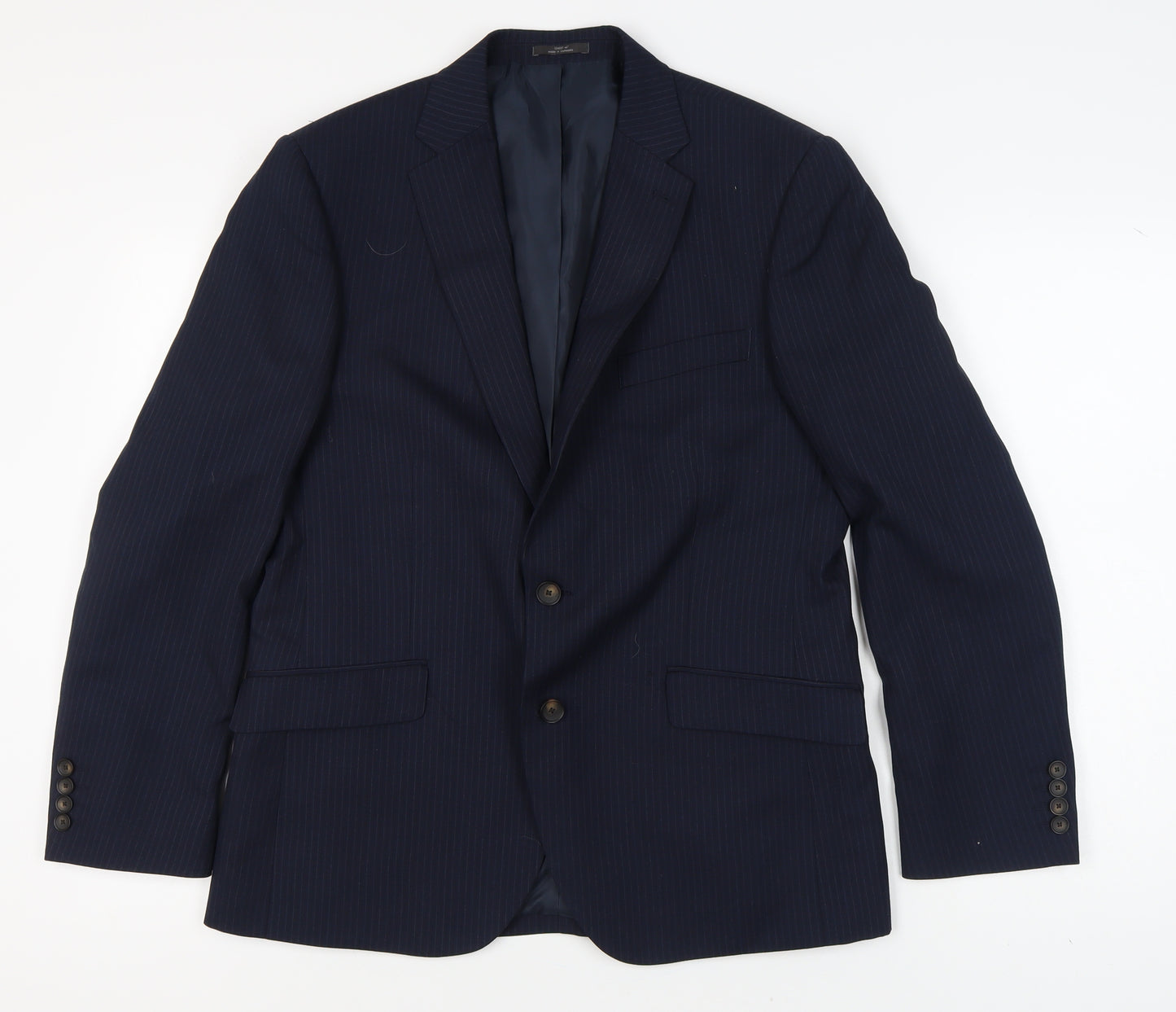 Marks and Spencer Men's Blue Blazer, Size L, Striped