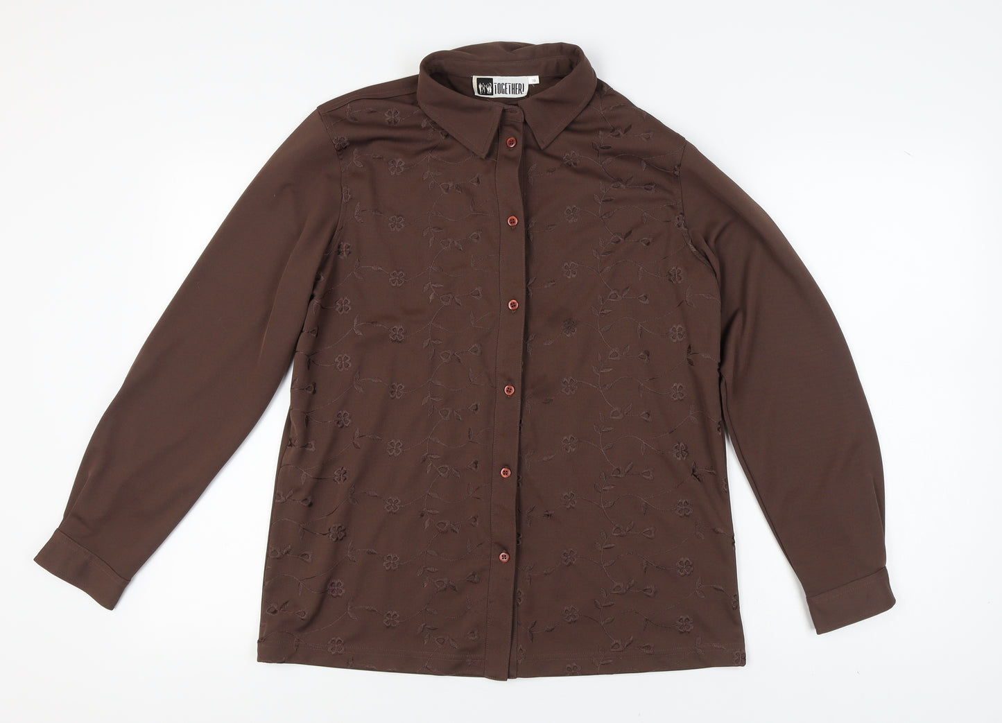 Together Women’s Brown Button-Up Shirt Size 16