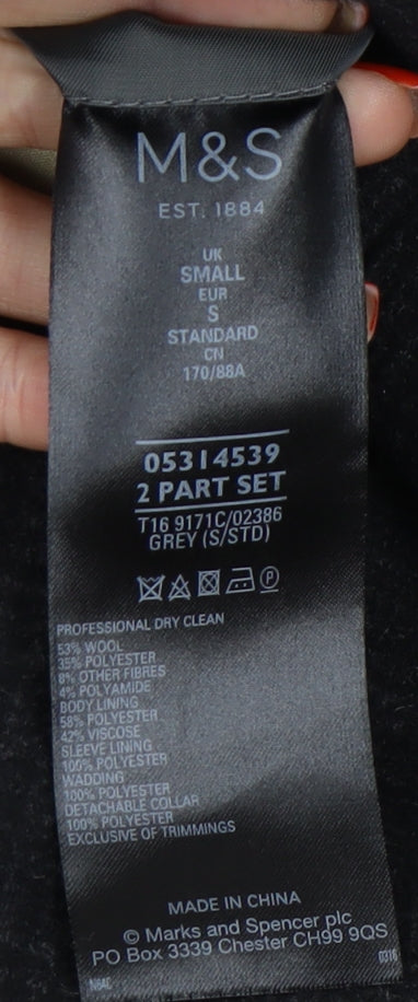 Marks and Spencer Men's Grey Wool Blend Overcoat Size S