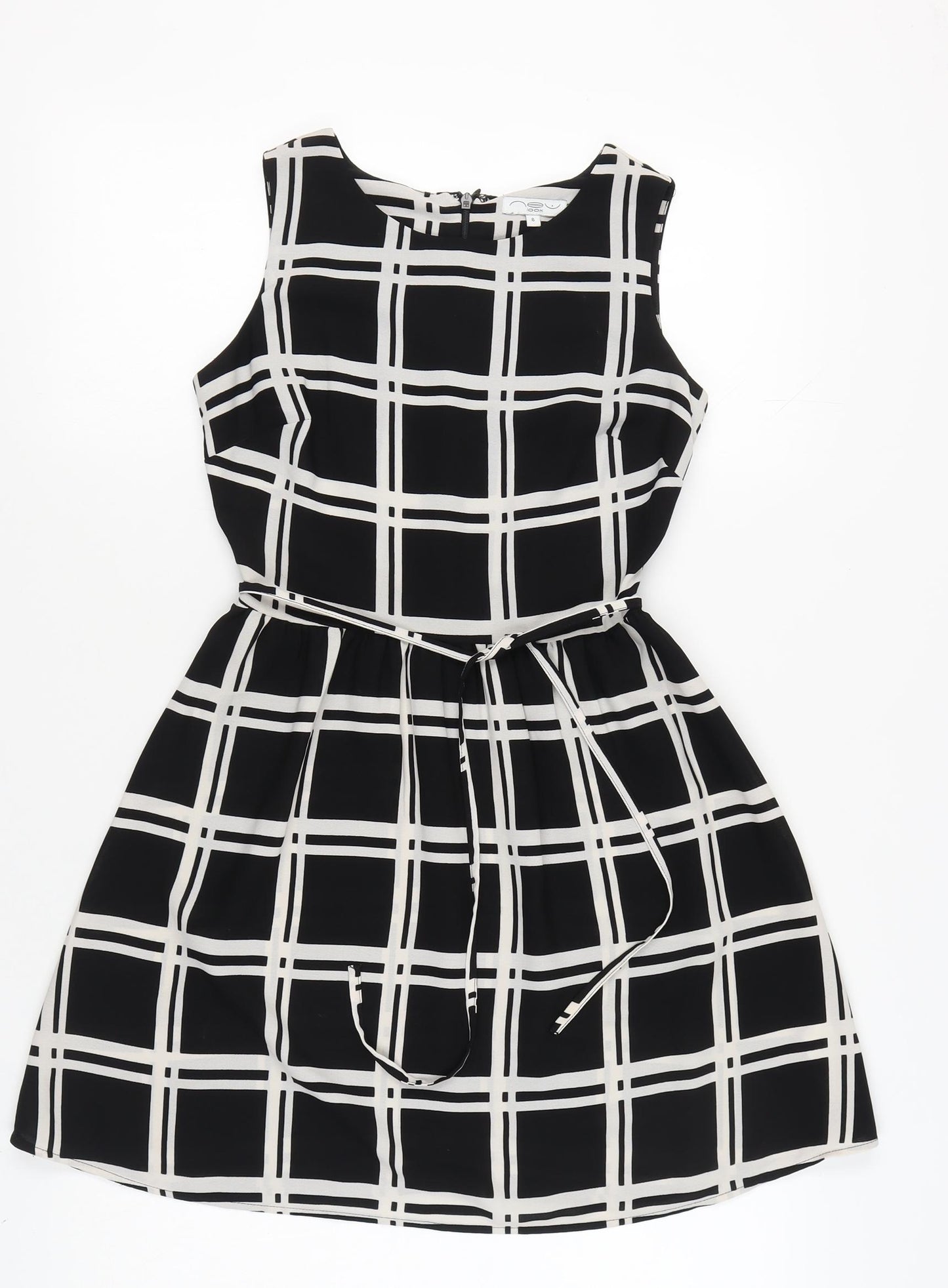 New Look Women's Black Check A-Line Dress Size 6