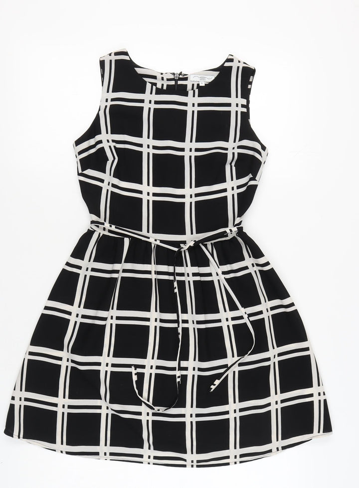 New Look Women's Black Check A-Line Dress Size 6