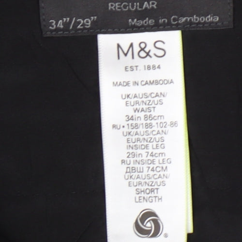 Marks and Spencer Men's Blue Trousers, 34/29, Wool Blend
