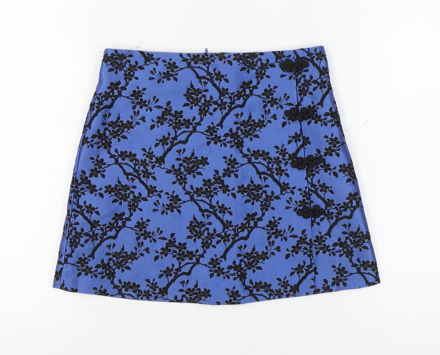 Zara Women's Blue Floral A-Line Short Skirt XS