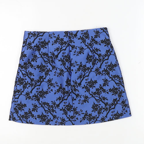 Zara Women's Blue Floral A-Line Short Skirt XS