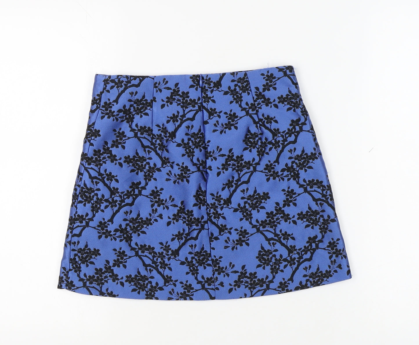 Zara Women's Blue Floral A-Line Short Skirt XS