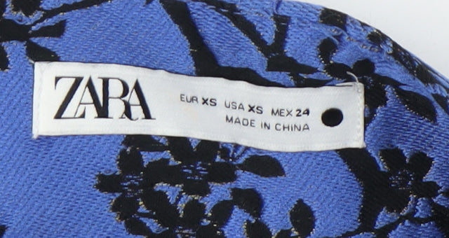 Zara Women's Blue Floral A-Line Short Skirt XS