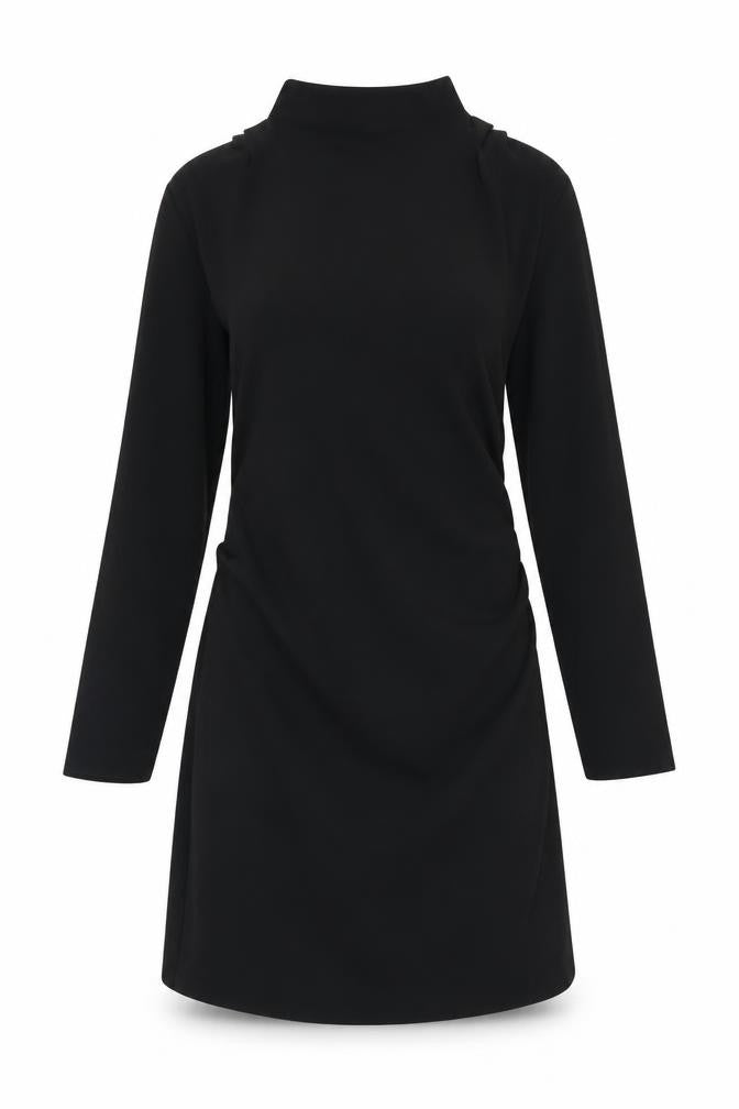 Front view of H&M Women's Black Dress, size S, Long Sleeve