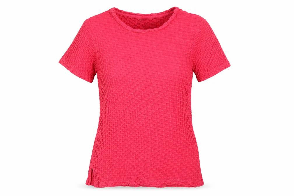 Front view of b.young Women's XS Red Basic Short Sleeve Top