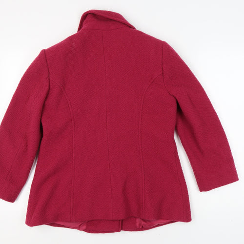 Bonmarché Red Wool Blend Pea Coat for Women Size 12