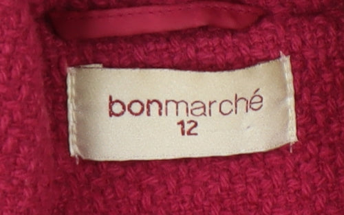 Bonmarché Red Wool Blend Pea Coat for Women Size 12