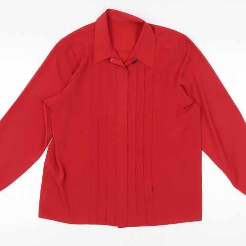 St Michael Women's Red Blouse Size 10 Long Sleeve