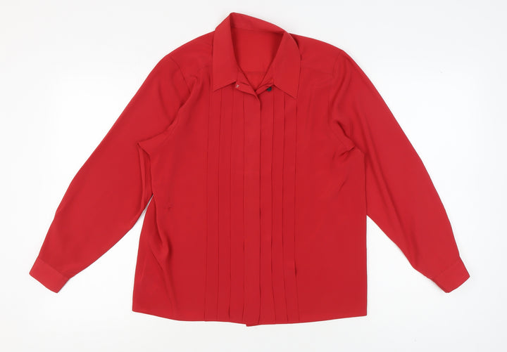 St Michael Women's Red Blouse Size 10 Long Sleeve