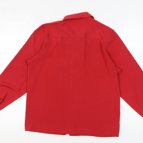 St Michael Women's Red Blouse Size 10 Long Sleeve