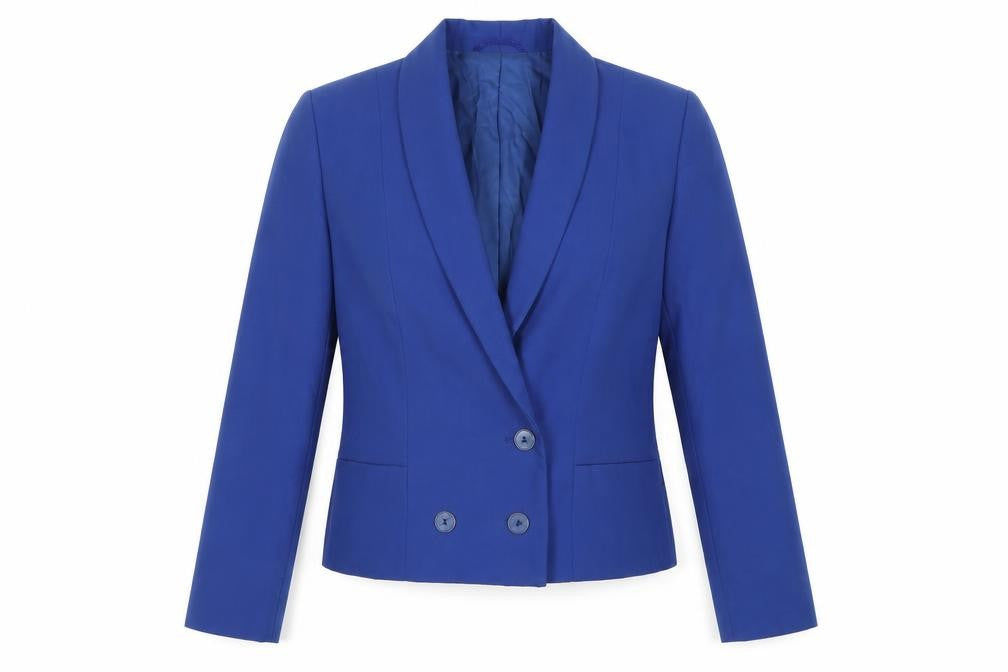 Front view of Gerry Weber Women's Blue Double-Breasted Blazer, size 10