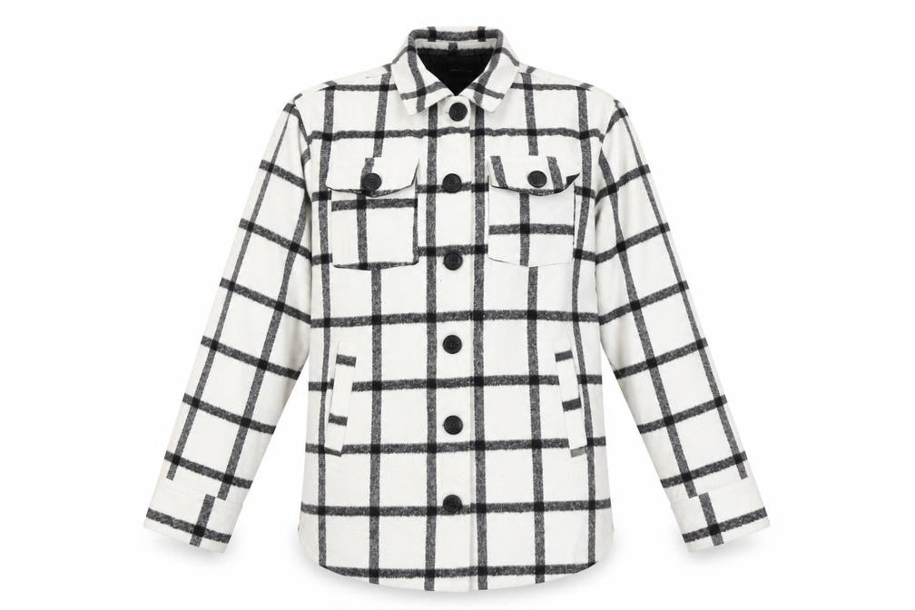 Front view of Me Jane Women's White Check Jacket -, size M