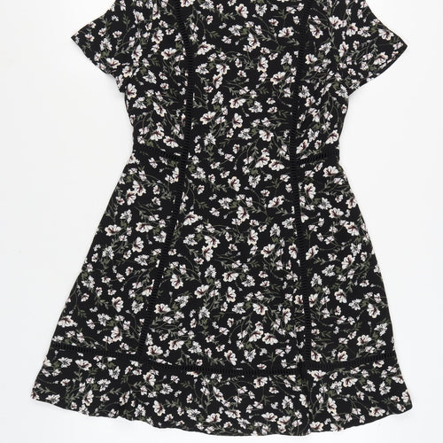 New Look Women's Black Floral Short Sleeve Dress