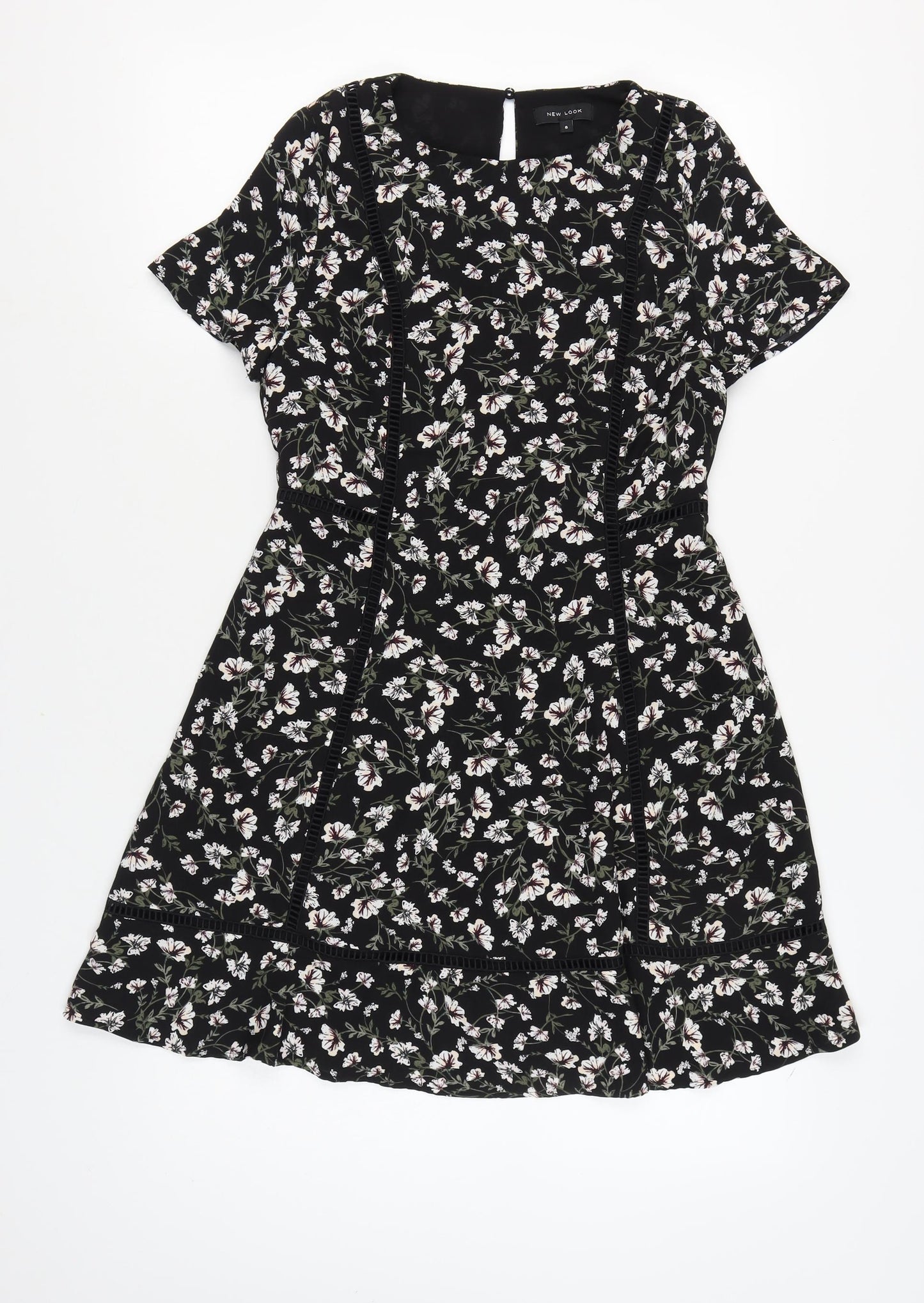 New Look Women's Black Floral Short Sleeve Dress