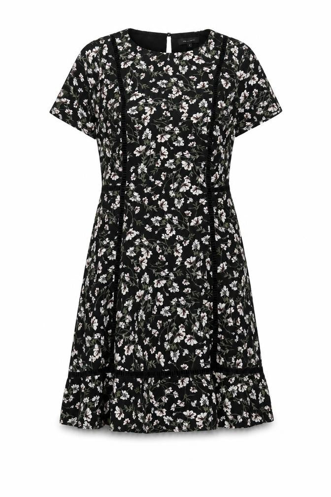 New Look Women's Black Floral Short Sleeve Dress