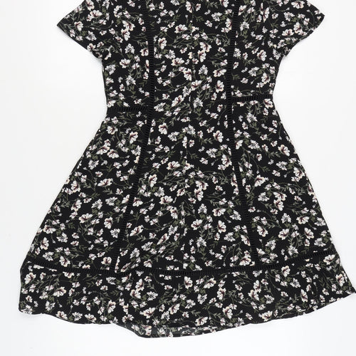 New Look Women's Black Floral Short Sleeve Dress