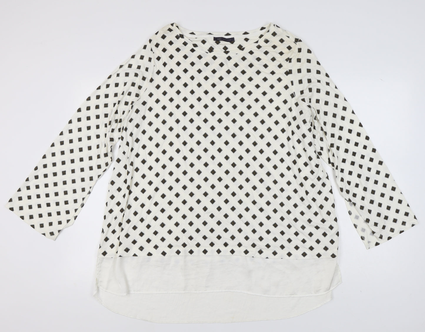 Marks and Spencer Women's Black Argyle Top, Size 24