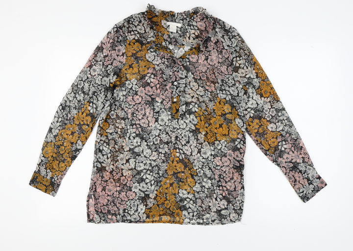 H&M Women's Multicoloured Floral Blouse Size 8