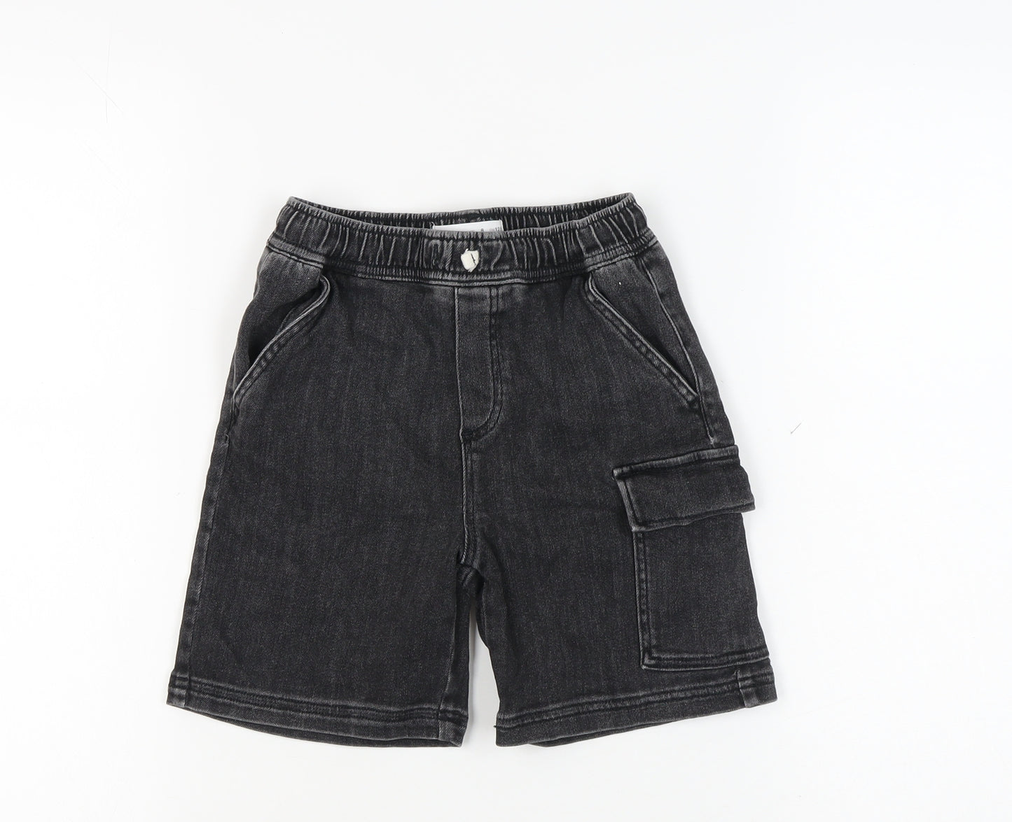 Zara Girls Black Cargo Shorts 8 Years Elastic Waist Pockets