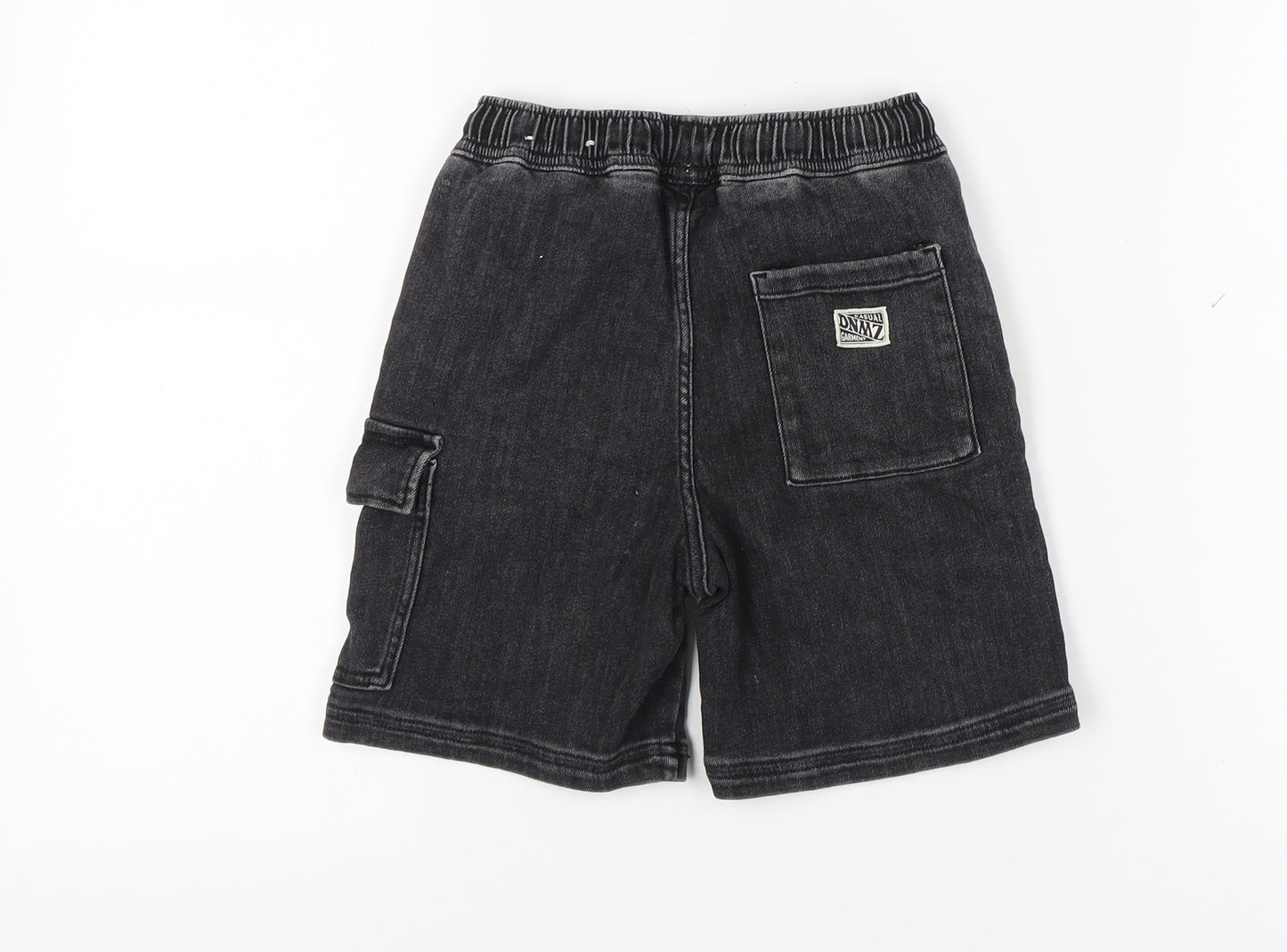 Zara Girls Black Cargo Shorts 8 Years Elastic Waist Pockets