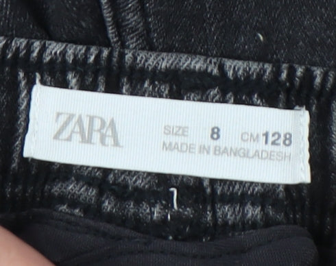 Zara Girls Black Cargo Shorts 8 Years Elastic Waist Pockets