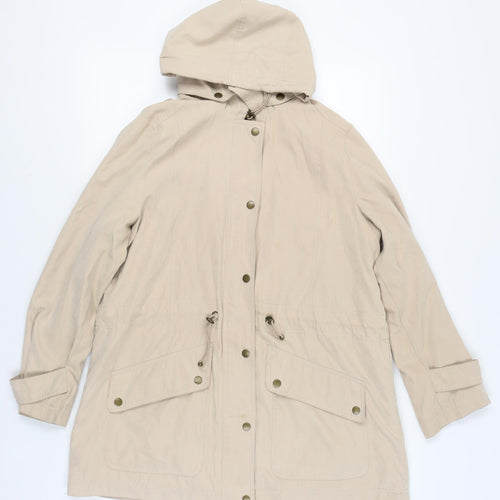 Daxon Women's Beige Parka Coat Size 14 Hooded Casual