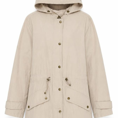 Daxon Women's Beige Parka Coat Size 14 Hooded Casual