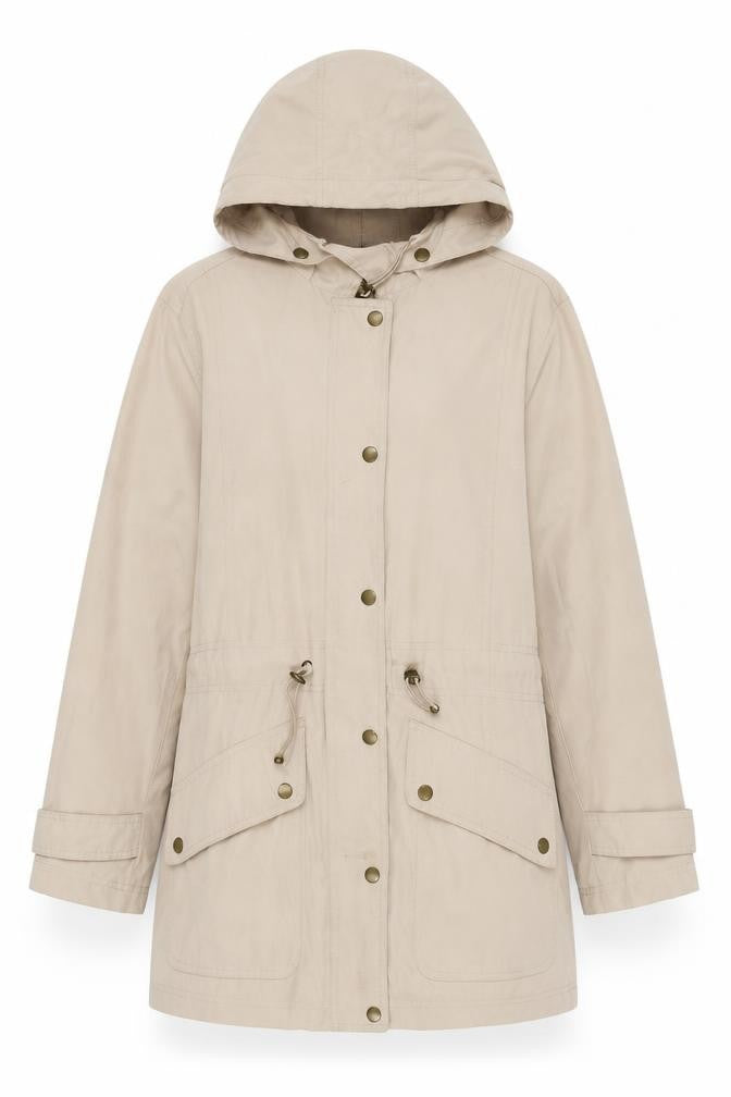 Daxon Women's Beige Parka Coat Size 14 Hooded Casual