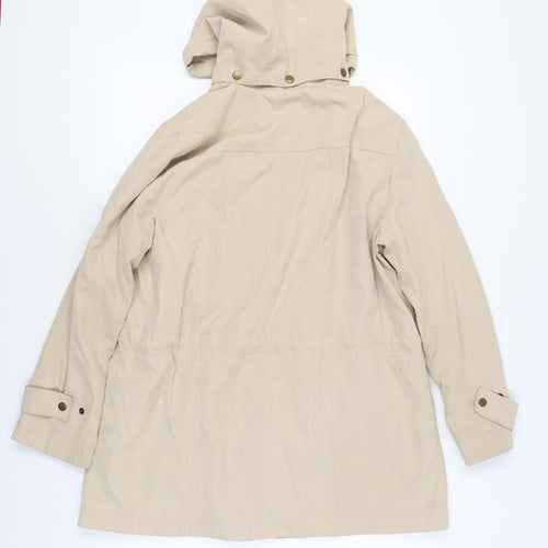 Daxon Women's Beige Parka Coat Size 14 Hooded Casual