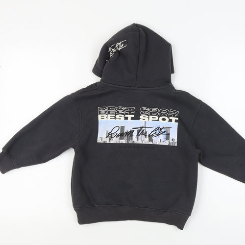 Zara Boys Black 90s Graphic Print Pullover Hoodie 6-7 Years