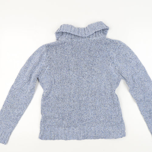 Bm Women's Blue Roll Neck Cable-Knit Jumper - Size S