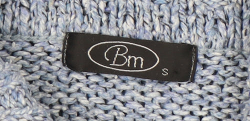 Bm Women's Blue Roll Neck Cable-Knit Jumper - Size S