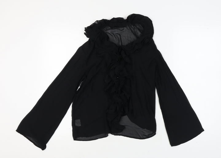 Ekol Women's Black Ruffled Blouse Size 2