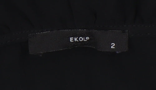 Ekol Women's Black Ruffled Blouse Size 2