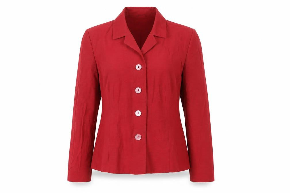 Front view of Monsoon Women’s Red Blazer, size UK 14, Elegant Style