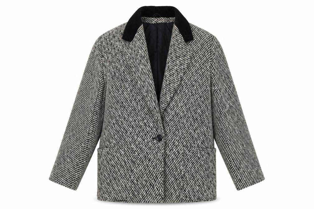 Front view of Debenhams Grey Herringbone Blazer, size 12, Women