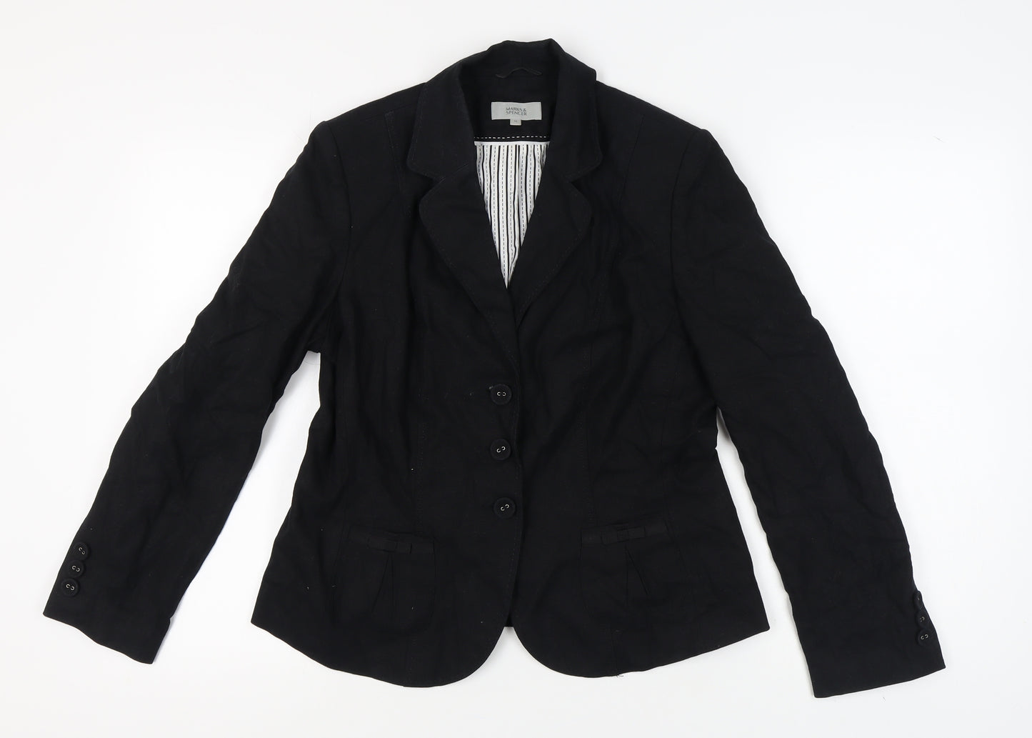 Marks and Spencer Women’s Black Linen Suit Jacket, Size 14