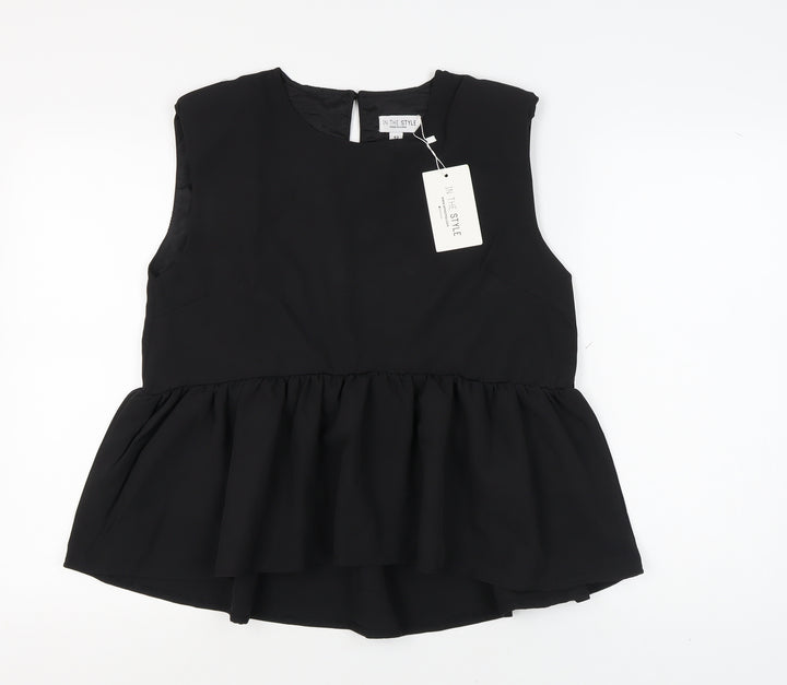 In The Style Women's Black Peplum Blouse Size 12