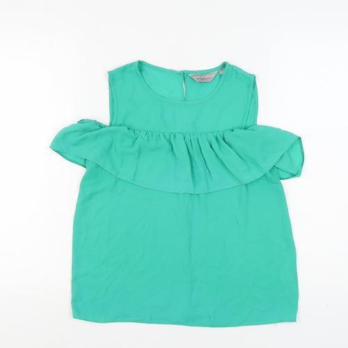 Dorothy Perkins Women's Green Ruffle Top Size 8