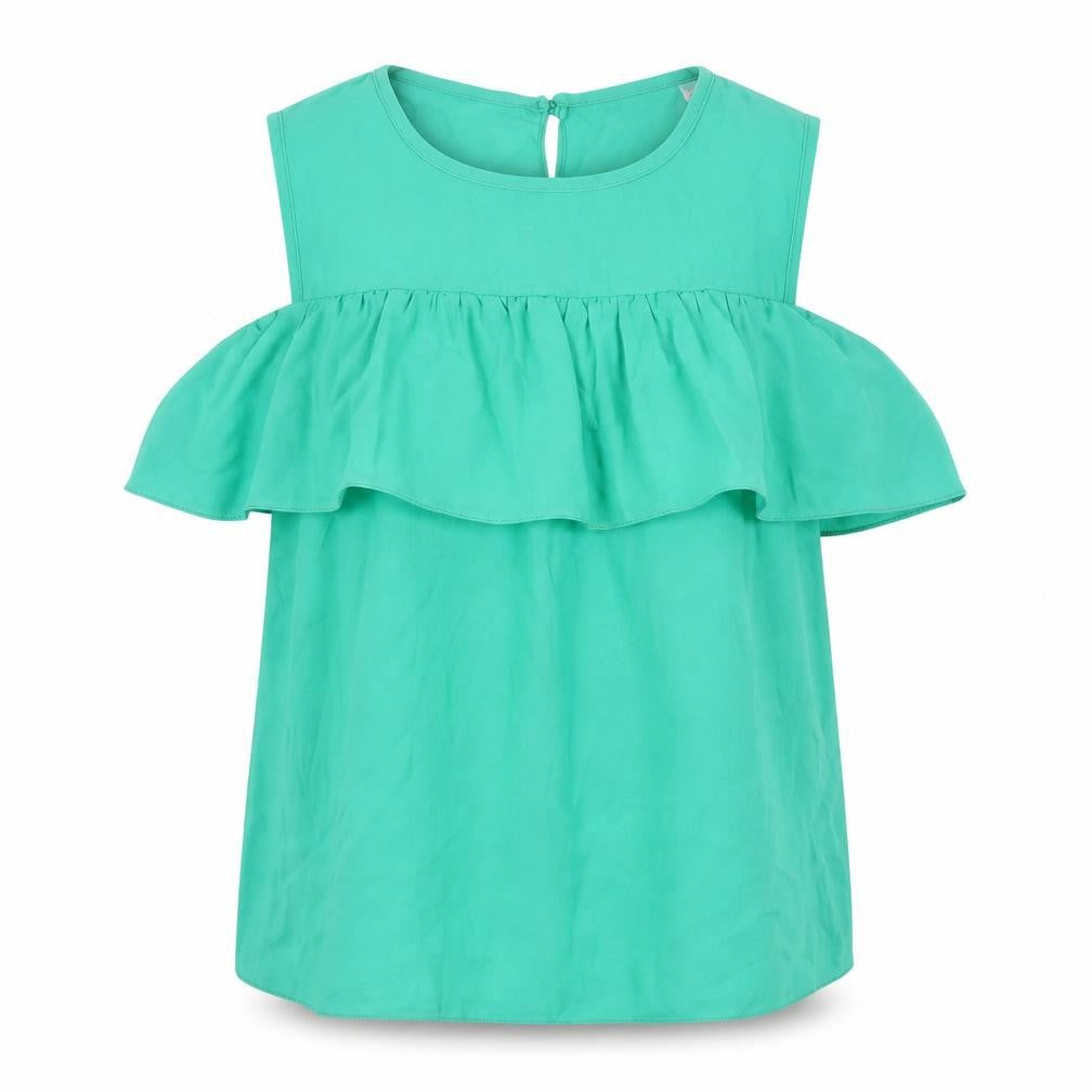 Front view of Dorothy Perkins Women's Green Ruffle Top, size 8