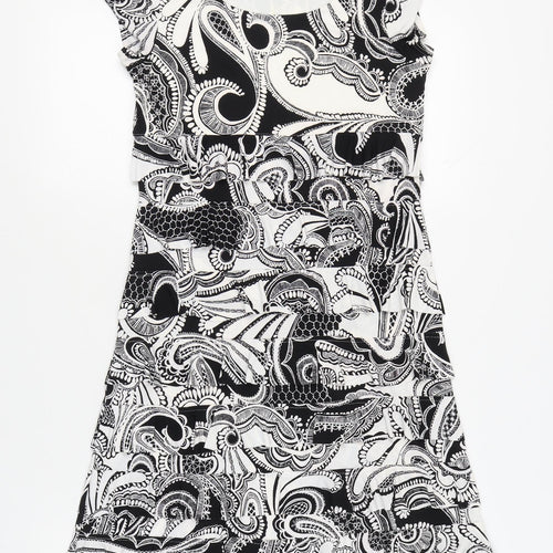 Roman Women's Black White Paisley Dress, Size 10