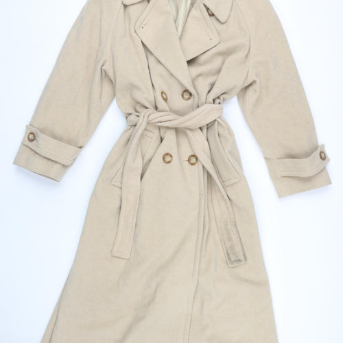 BHS Women's Beige Trench Coat, Size 12, Wool Blend