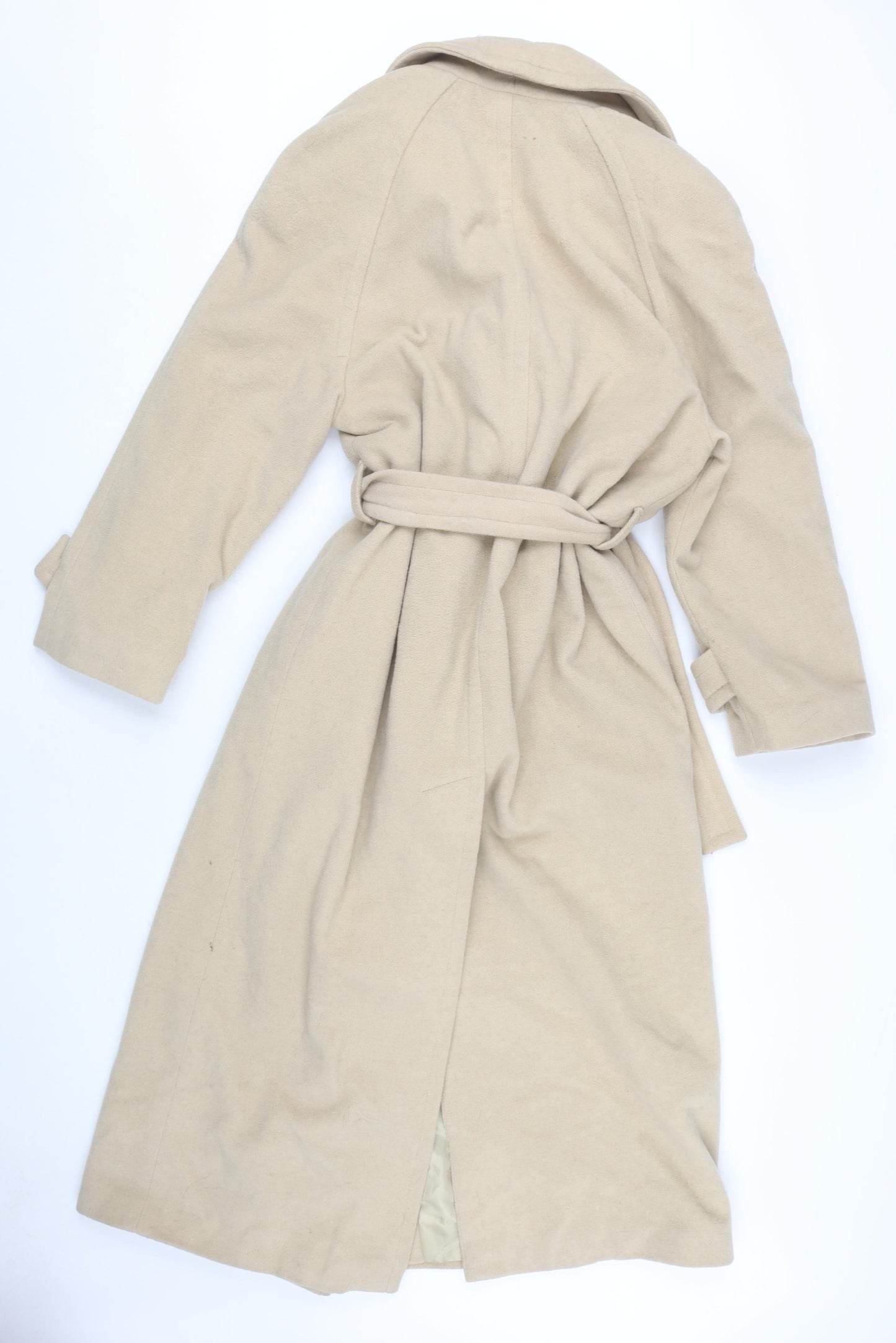 BHS Women's Beige Trench Coat, Size 12, Wool Blend