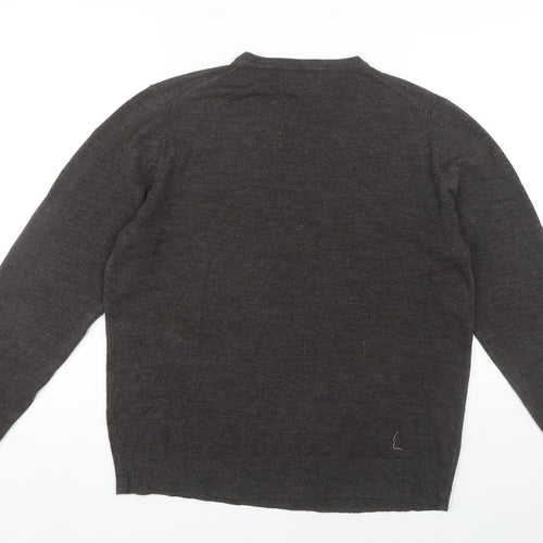 John Lewis Men's Grey Acrylic V-Neck Jumper L
