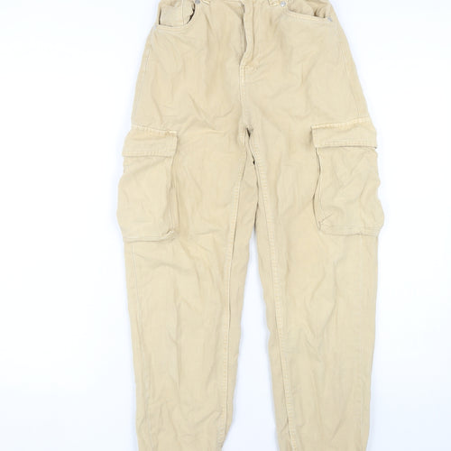 Bershka Women's Beige Cargo Trousers, Size 6, Spring Ready