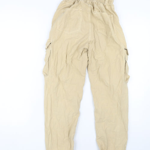 Bershka Women's Beige Cargo Trousers, Size 6, Spring Ready