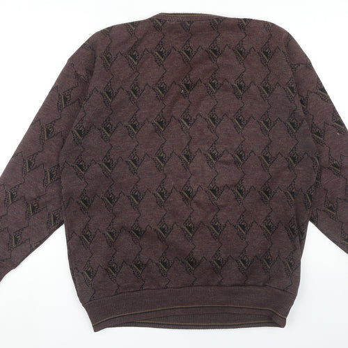 Pierre Sangan Men's Brown L Argyle V-Neck Pullover